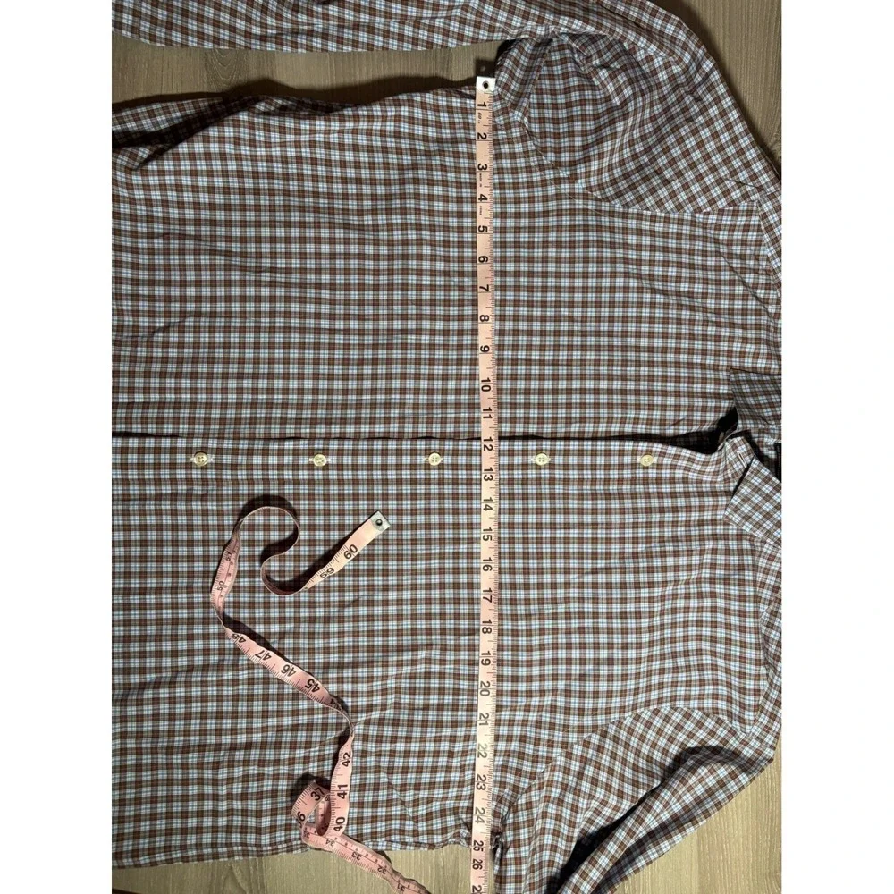 Polo Ralph Lauren Mens XL Classic Fit Plaid Button Down Shirt Brown Blue Cotton